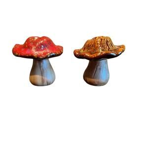 Ceramic Mushrooms Orange and Yellow-Brown set of 2